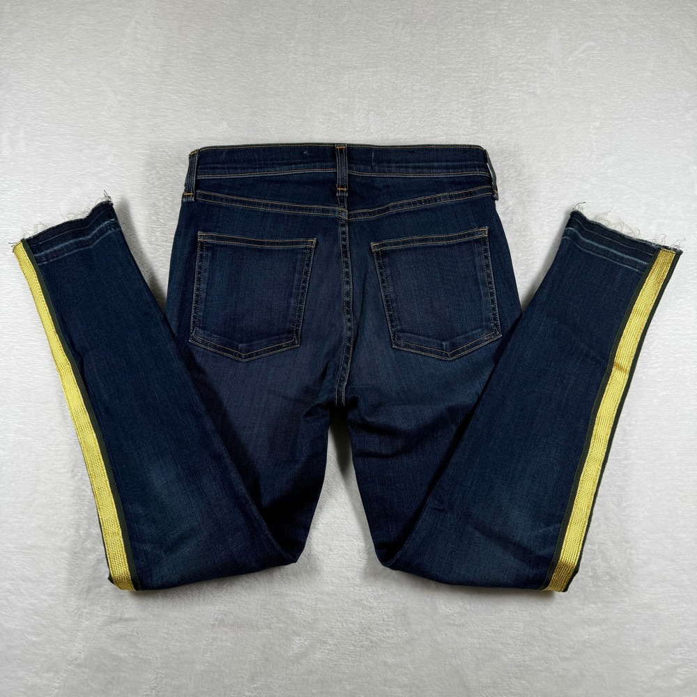 Veronica Beard Debbie 10" Skinny Jeans Dark Wash Gold Metallic Stripe‎ Size 27
